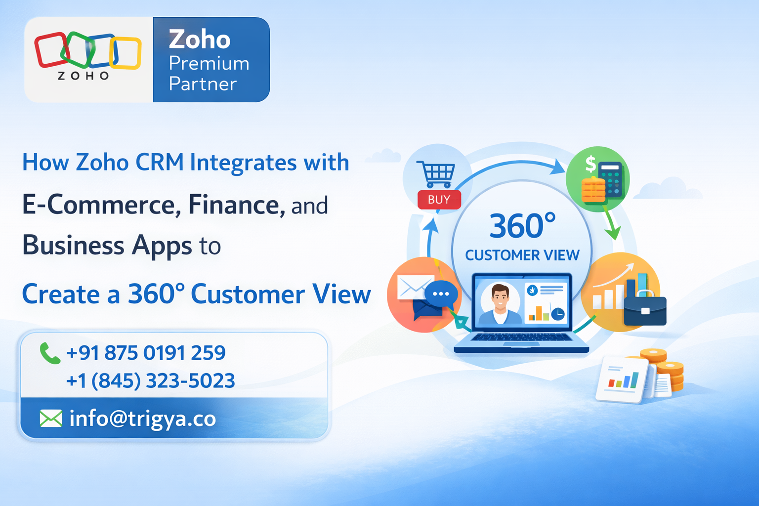 Zoho CRM Integrations for E-Commerce, Finance 360° Customer View