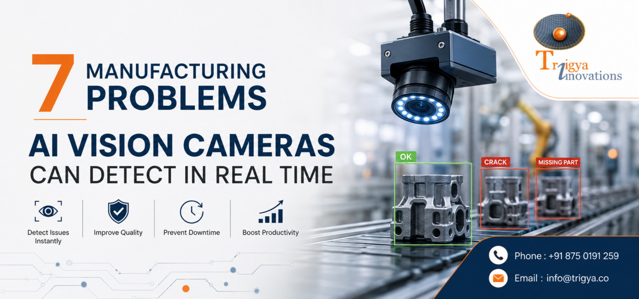 AI vision camera inspecting products on a manufacturing production line for defects in real time.